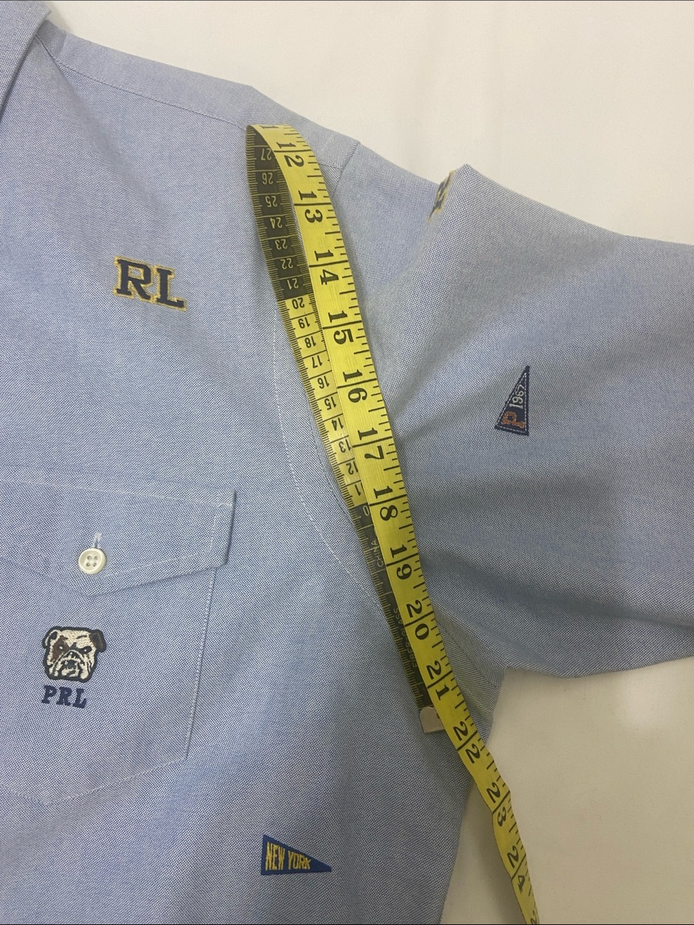 Ralph Lauren Light Blue ButtonDown Oxford Shirt with Embroidered Pennants.Size-L - Picture 9 of 14